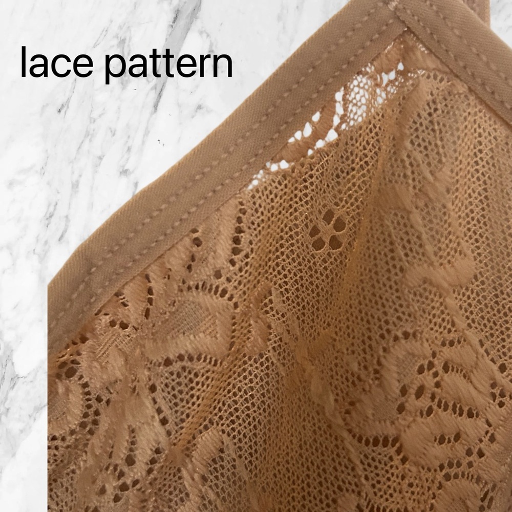 🇺🇸🆕 NWOT TAHARI | XL | TAN Seemless Bralette Lace back V-Neck - Picture 11 of 16
